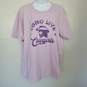 Illustrated Society Women's Small Lilac Purple Graphic Tee Long Live Cowgirls